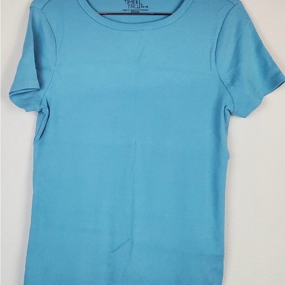 Time and Tru Women’s Short Sleeve T-Shirt Top Blue Size XL Casual Basic Tee - Picture 3 of 3